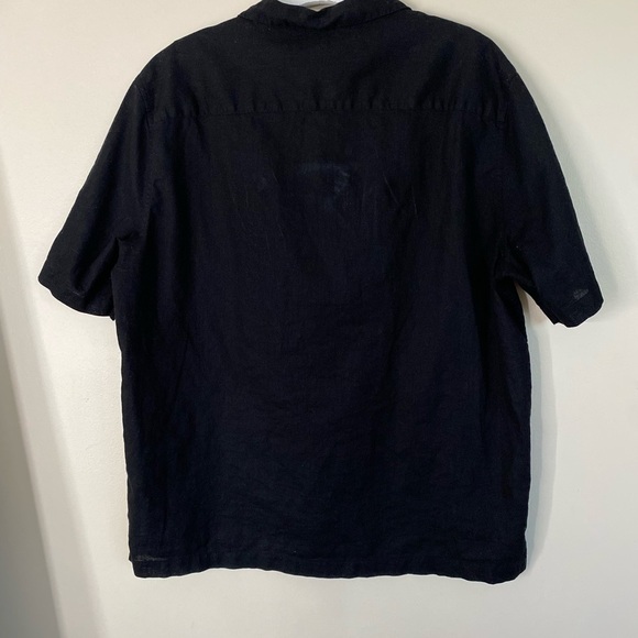 H&M Men’s Black Casual Button Down Shirt Linen blend size Large - Picture 4 of 6